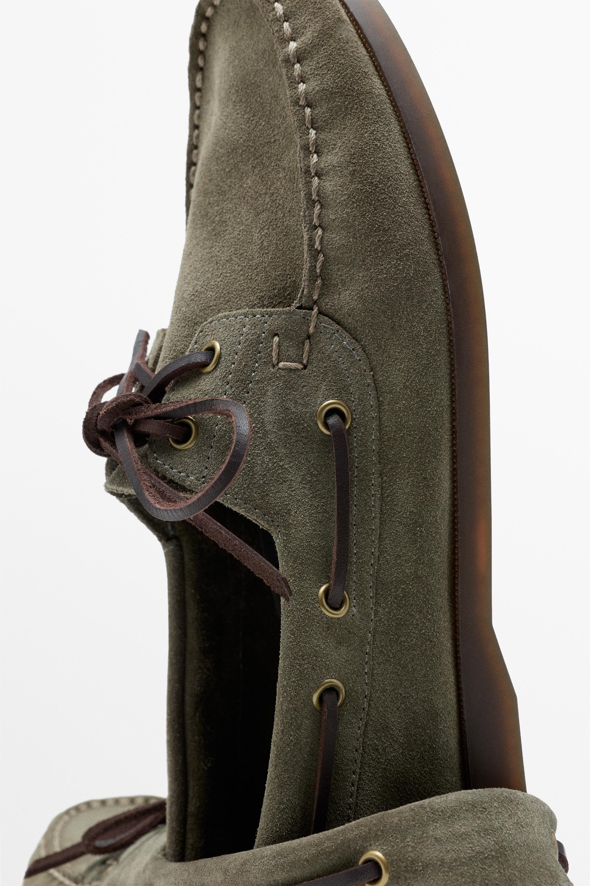 Leather boat shoe